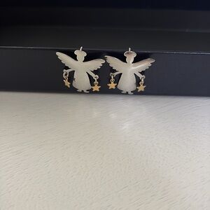 Vintage sterling silver 925 two toned angel earrings Zirkus